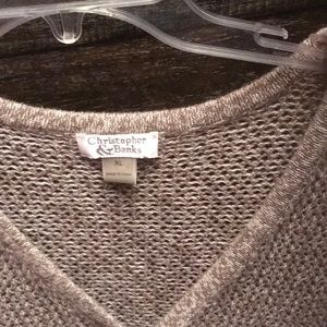 Christopher Banks xl beige large waffle weave one button pull on sweater.